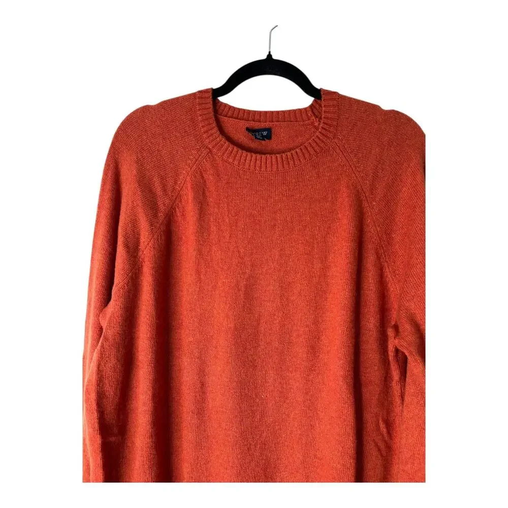 J Crew Sweater Men's Size XL Burnt Orange Crewneck Wool Blend Long Raglan Sleeve